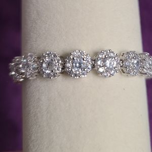 Gorgeous Bella Luce White Diamond Simulant Rhodium Over Sterling Bracelet 7.5"